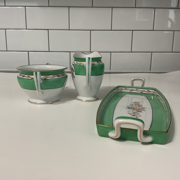 VTG Noritake Trio with Creamer Sugar Bowl Tray with  pastel flowers - Picture 5 of 9
